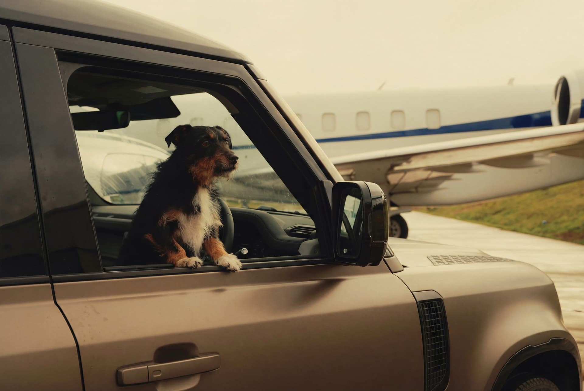 Pet in Land Rover Defender OCTA